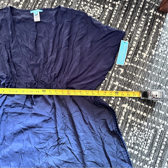 Draper James Navy Swim Sarong Coverup, Beachwear XS Kimono Drawstring V neck - Picture 6 of 11